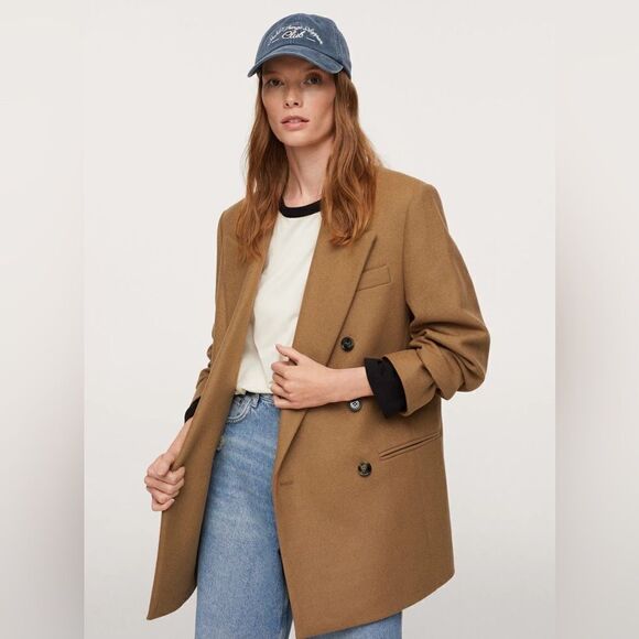 Mango Double Breasted 80% Wool Blend Jacket Blazer Coat - Picture 15 of 16